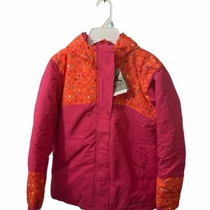 Kids Starry Pink and Orange Puffer Jacket